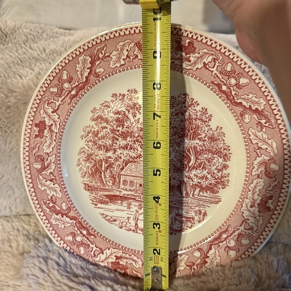 COPY Early Americana Very Collectible Dinner Plate Farm/Harvest Design Red/White - Picture 5 of 5
